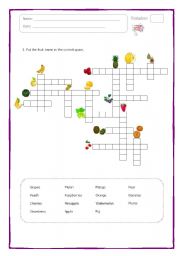 Fruit Crossword and word search