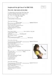 English Worksheet: Sing  a Song - This is me - Demi Lovato - Verb to Be
