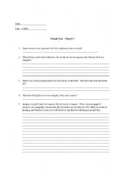 English worksheet: Twilight Book Chapter 7 Quiz