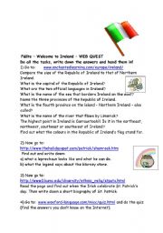 English Worksheet: Ireland Webquest