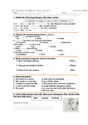 English worksheet: Oct Test