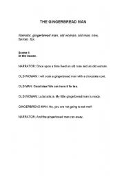 English Worksheet: Playscript Gingerbread Man