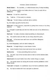 English Worksheet: phrasal verbs