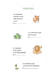 English worksheet: Animal Quiz