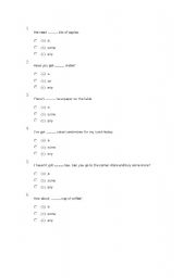 English Worksheet: any-some exercises