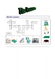 English worksheet: the house : crossword