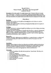 English Worksheet: Anne Frank - Diary of a Young Girl - Unit Plan