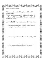English worksheet: Math problems