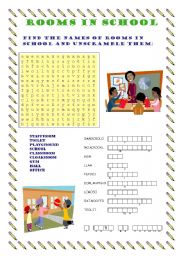 English Worksheet: Rooms in school