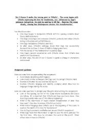 English worksheet: Othello essay outline