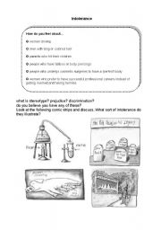 English Worksheet: Intolerance discussion & activities