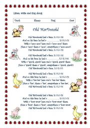 English Worksheet: Old MacDonald Had a Farm