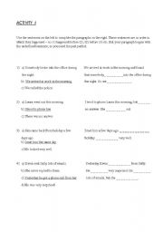 English worksheet: past simple- past perfect worksheet