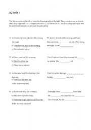 English Worksheet: past simple- past perfect worksheet