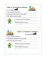 English Worksheet: HOMER VS THE EIGHTEENTH AMENDMENT (SAINT PATRICKS DAY)