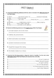 English Worksheet: Worksheet - grammar practice - Past Simple