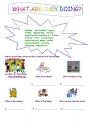 English worksheet: 1.What are they doing?