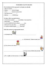 English worksheet: present perfect tense+tense revision worksheet