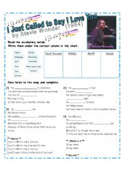 English Worksheet: Practice Days, Months, Holidays & Seasons with SONG: I Just Called to Say I Love You by Stevie Wonder [3 pages w/ lyrics]