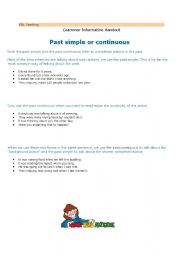 English worksheet: Past Simple and Past Continuous