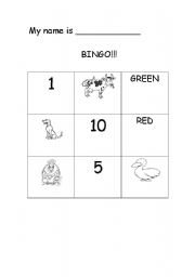 English Worksheet: Bingo