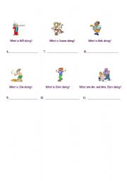 English worksheet: what are they doing?2