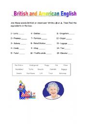 English Worksheet: British English and American English