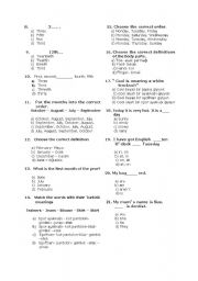 English worksheet: 5the garade exam