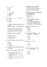 English Worksheet: 5the garade exam