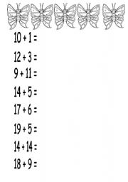 English worksheet: Butterfly addition