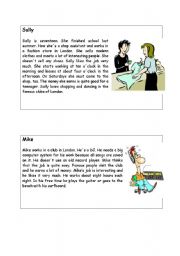 English Worksheet: information gap activity jobs text 1 and 2