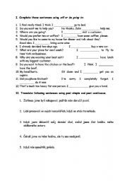 English Worksheet: future intensions and past tenses