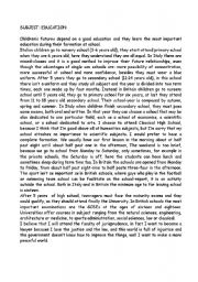 English Worksheet: Education in Great Britain