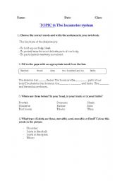 English worksheet: The locomotor system