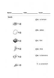 English worksheet: food