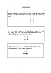 English worksheet: LOGIC PUZZLES