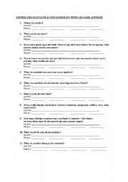 English Worksheet: icebreaker - find people with same answers