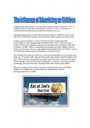 English Worksheet: Influence of Advertising on Children