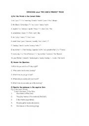 English Worksheet: simple present tense