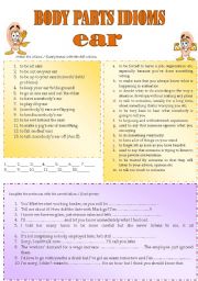 English Worksheet: body parts idioms/fixed phrases (part 4)
