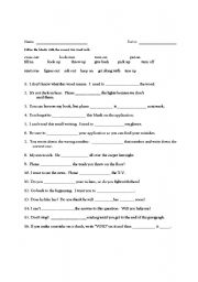 English worksheet: 2 Word Verbs