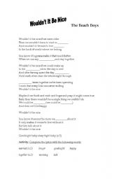 English worksheet: Wouldnt it be nice - The Beach Boys