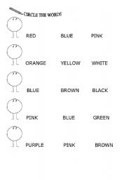 English worksheet: Circle colour words
