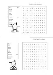 English worksheet: Colors and numbers