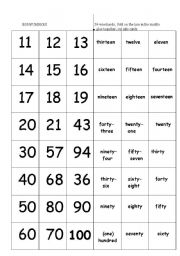 English Worksheet: Big Numbers - wordcards