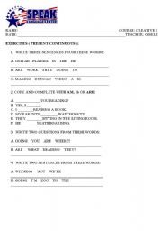 English Worksheet: PRESENT CONTINUOUS