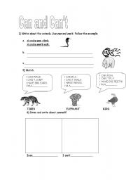 English worksheet: what animals can do!