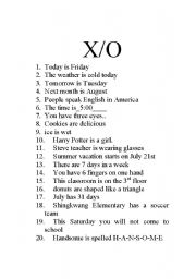 English Worksheet: x/o game
