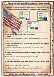 English Worksheet: States: MAINE, TEXAS, and HAWAII...