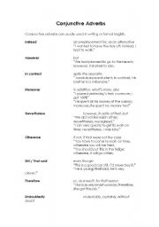 English worksheet: Conjunctive Adverbs